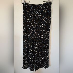 H & H Black Floral Wide Leg Pants Size 16